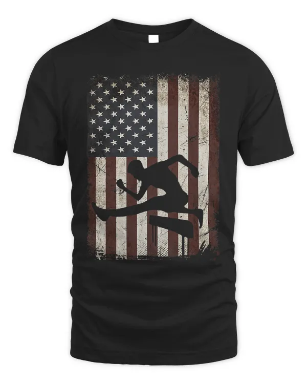 Track and Field Player American Flag Vintage Hurdles Gifts