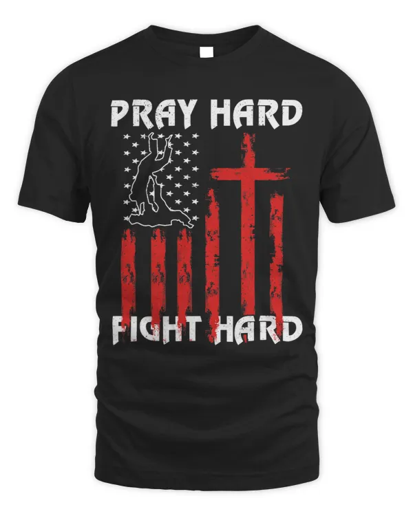 Vintage Flag Pray hard fight hard gift dad judo competition