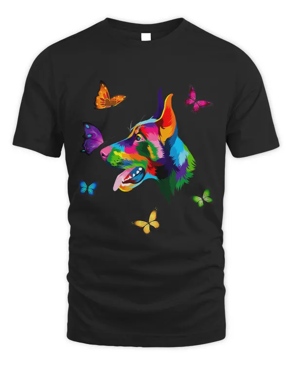 Doberman dog colored Dobie colorful butterflies Doberman 1