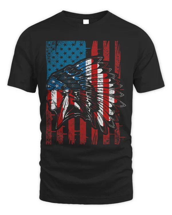USA Flag Native American Heritage Headdress Native American