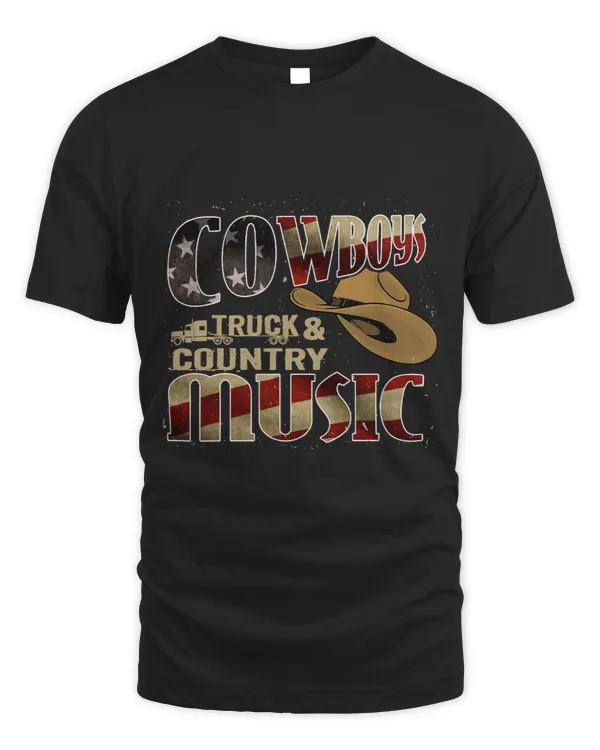 Vintage Cowboy Hat American Flag Cowboys Truck Country Music