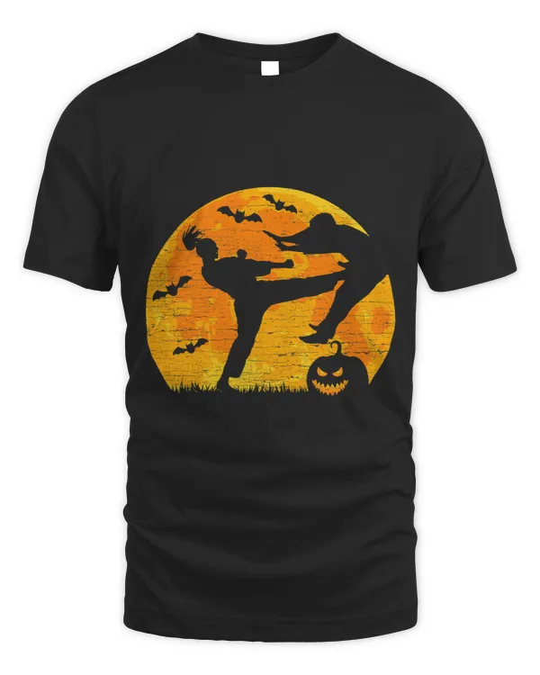 Halloween Kickboxing Martial Arts Full Moon Pumpkin Vintage