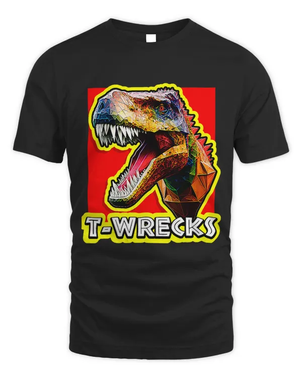 TWrecks Funny Colorful Tyrannosaurus Rex Low Poly Comic Art