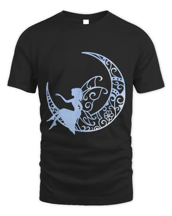 FAIRY Silhouette SITTING ON ORNATE MOON MYSTICAL MOON