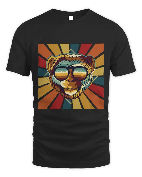 Funky Retro Chimpanzee With Sunglasses Colorful Design 1