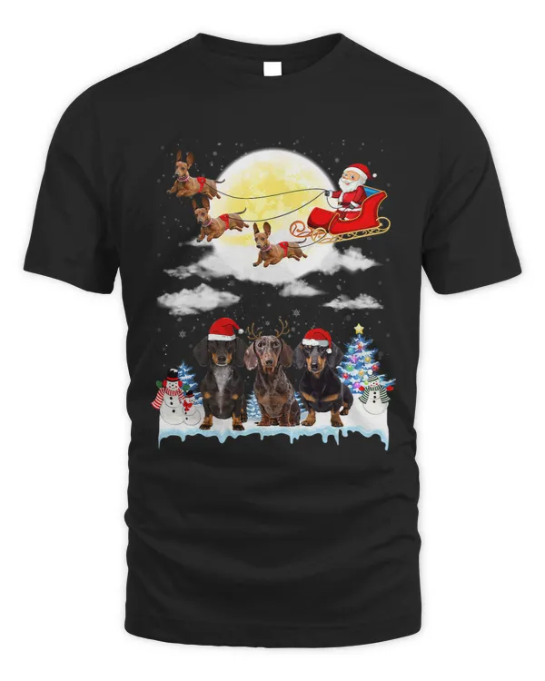 Dachshund Funny Reindeer Christmas Moon Santa Dog