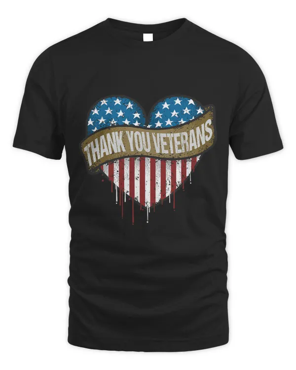 Thank You Veterans Day American Flag Heart Military Army 2