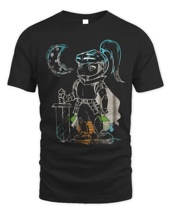 Chibi Knight With Moon Cool Colored Graphic