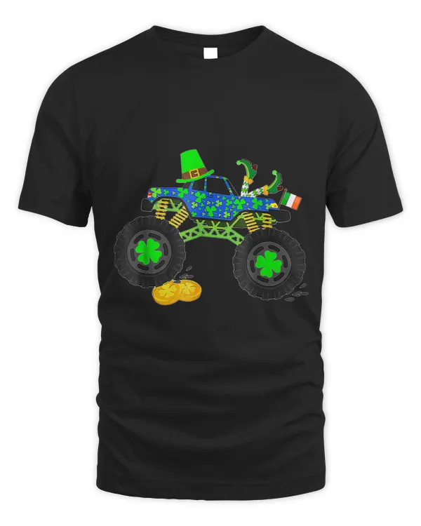 St Patricks Day Monster Truck Lover Irish Shamrock Boy Kids