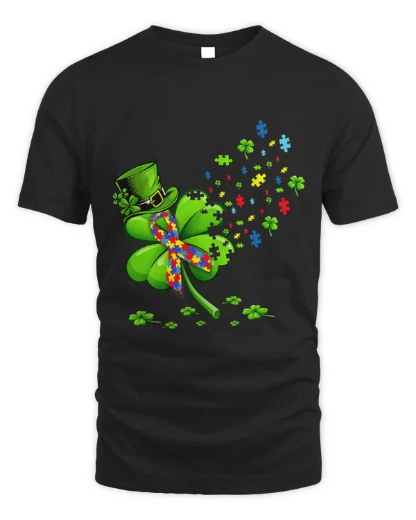 St Patricks Day Puzzle Piece Shamrock Autism Awareness