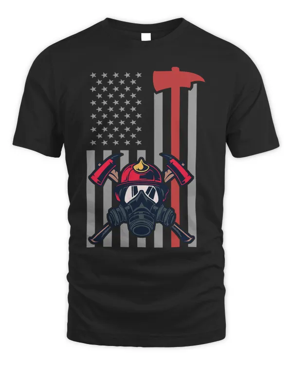 Firefighter Thin Red Line American Flag Fireman Gift