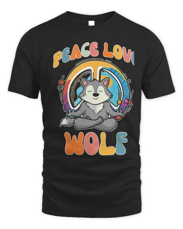 Peace Love Wolf Animal Hippie Yoga Funny Meditation Humor