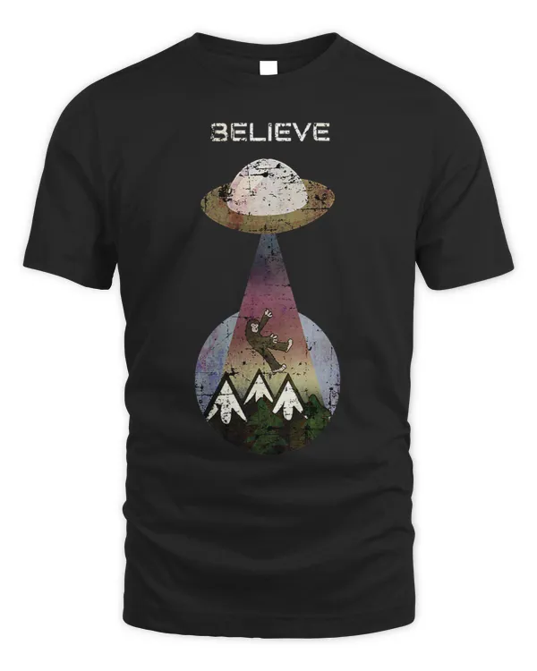 Alien Abduction Grunge Distressed Sasquatch Funny Novelty