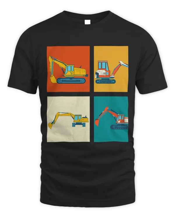 Pop Art Vehicle Digger Construction Work Retro Excavator