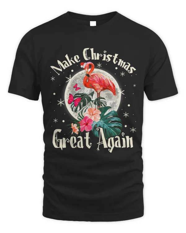 Flamingo Make Christmas Great Again Pink Santa Hat With Moon