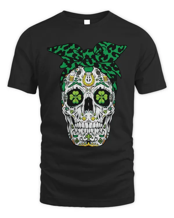 Sugar Skull St Patricks Day Irish Women Shamrock Leprechaun