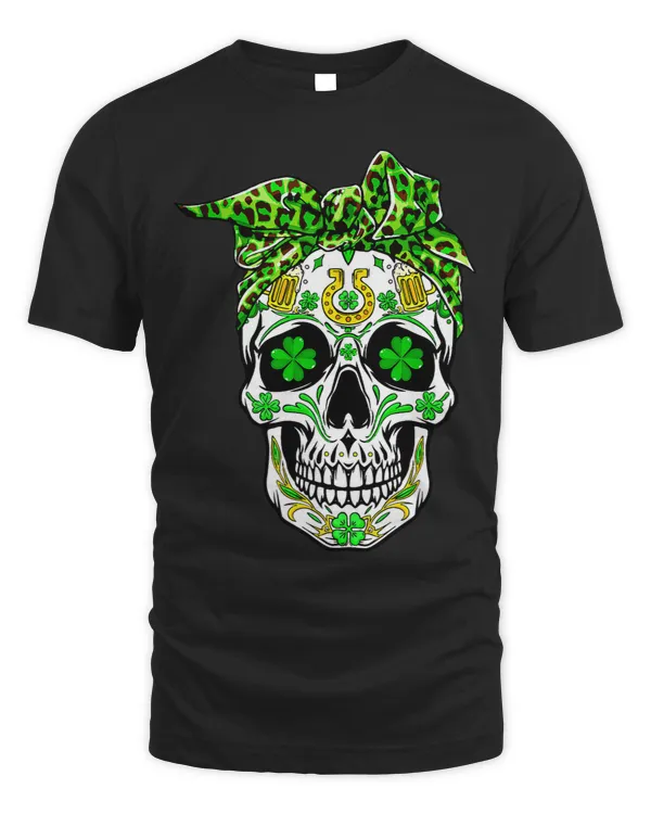 Sugar Skull St Patricks Day Of The Dead Women Men Leprechaun 3