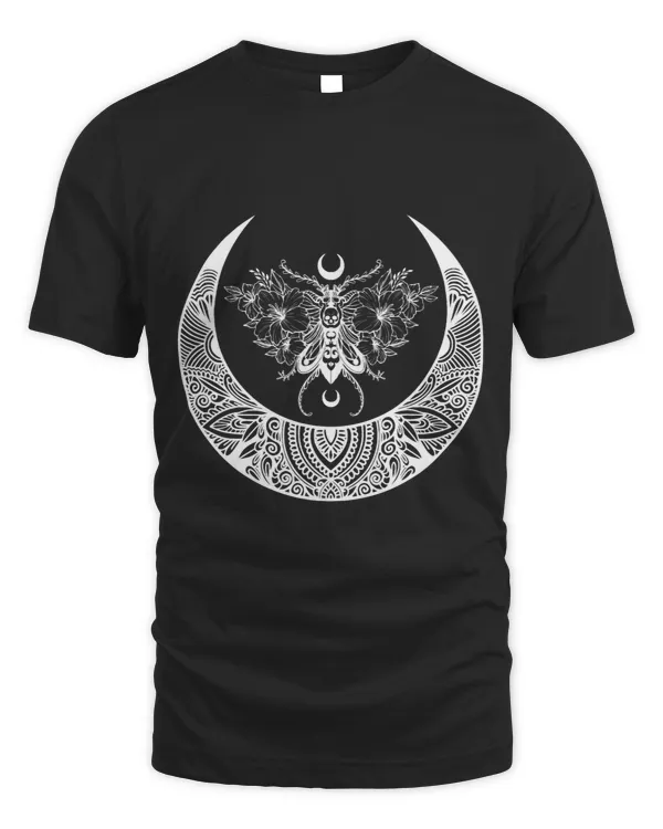 Floral Death Moth with Skull Mandala Moon Esoteric Design 1