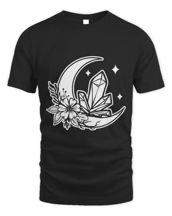 Floral Moon Tee Lunar Flowers Aesthetic Sky Celestial4