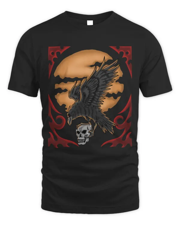 Crow Moon Halloween Skull Raven