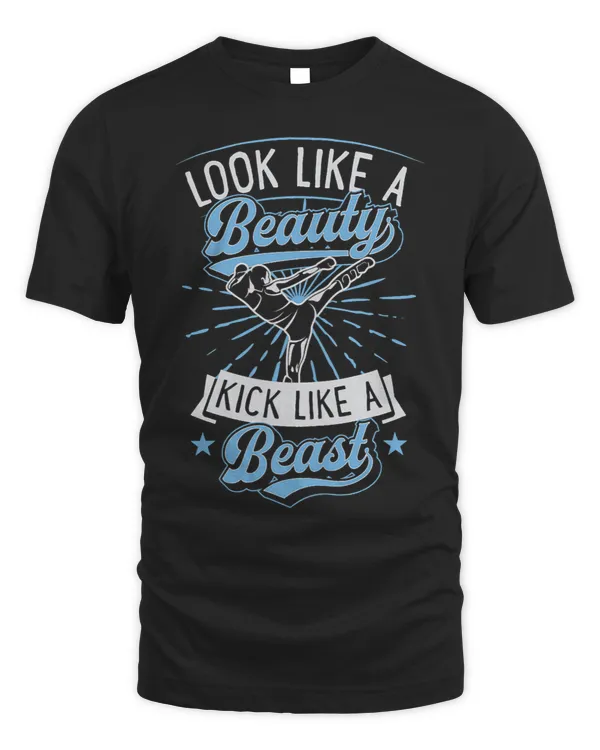 Womens Look Like A Beauty Hit Like A Beast Karate Kickboxing Girl 3