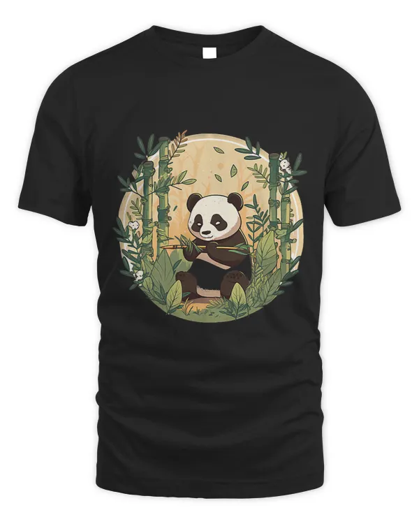 big Panda in the bamboo foresting having some treats
