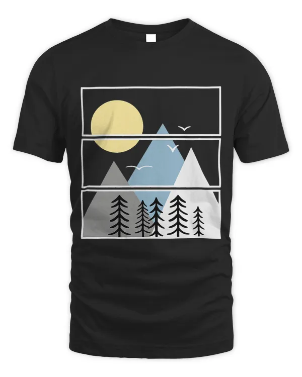 Forest Mountain Nature Landscape Sun Geometric Minimalism