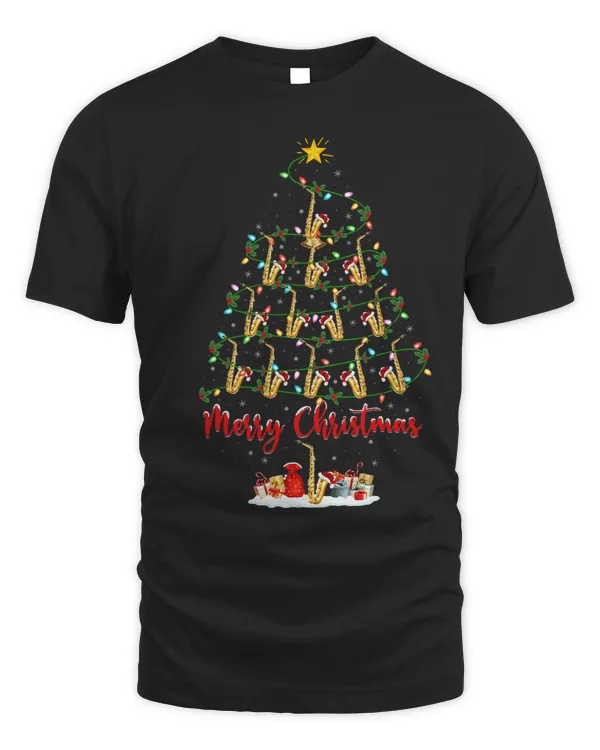 Saxophone Lover Matching Santa Saxophone Christmas Tree