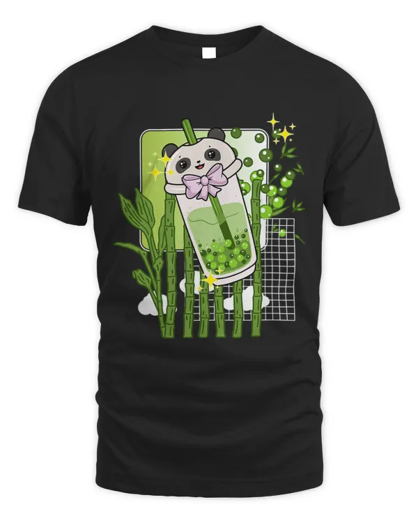Funny Kawaii Boba Tea Panda Bubble Tea Japanese Bamboo Anime