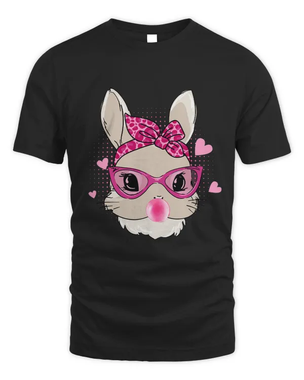 Cute Bunny Face Bandana Heart Glasses Bubblegum Easter Day