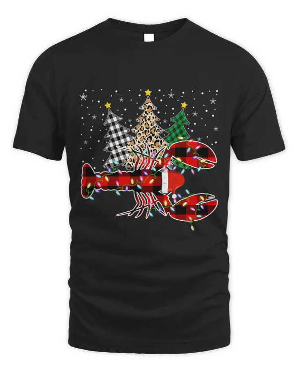 Funny Merry Christmas Lobster Animals Leopard Plaid Tree