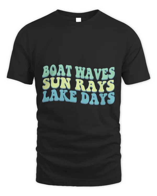 Boat Wave Sun Rays Lake Days Summer Beach Retro Blue Green
