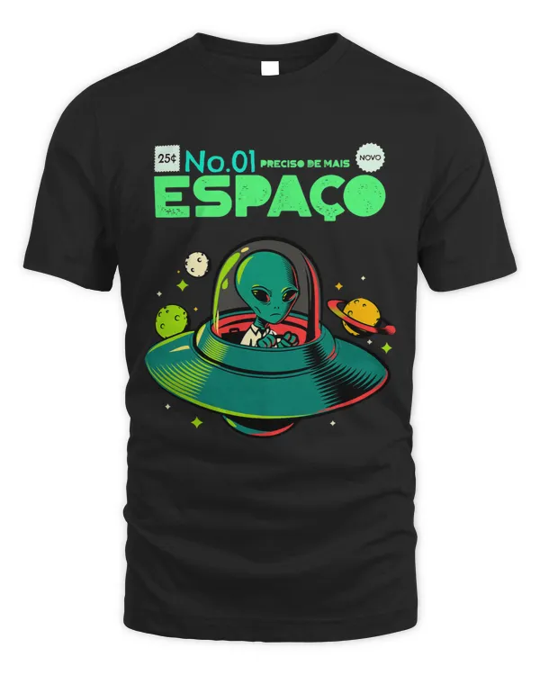 Comic Book Green Man Alien Spaceship