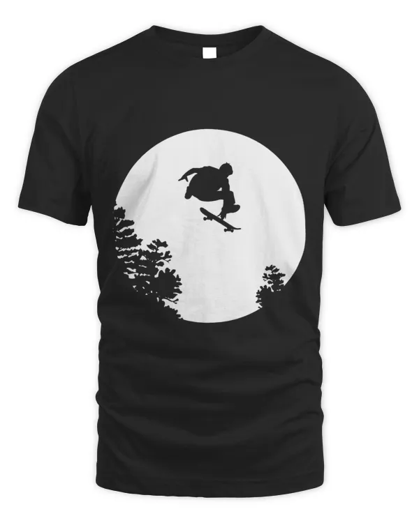 Full moon skateboarder silhouette