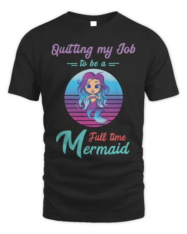 Full Time Mermaid Retro Sunset Sea Coral Clamshell Marine