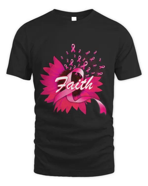 Breast Cancer Awareness Pink Ribbon Sun Flower FAITH October
