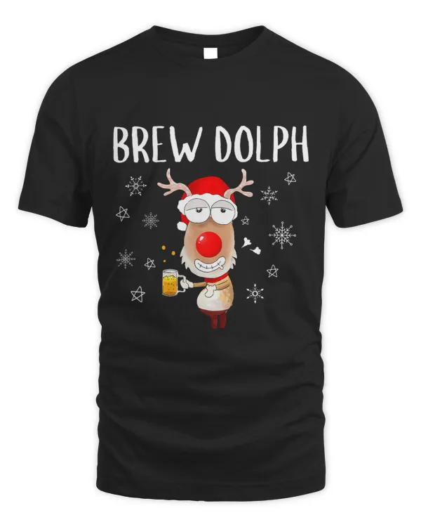 Brew Dolph Funny Rudolph Reindeer Drinking Craft Beer 1