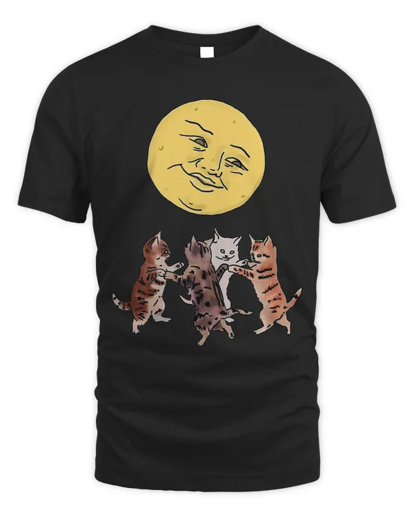 Cute Moonlit Feline Kittens Fiesta Dancing Under Moon Light