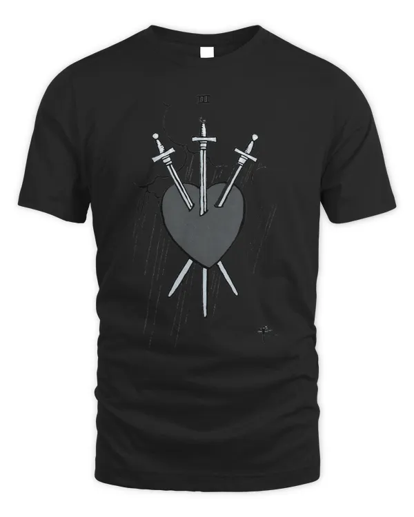 Three Of Swords Tarot Card Black And White Broken Heart Art