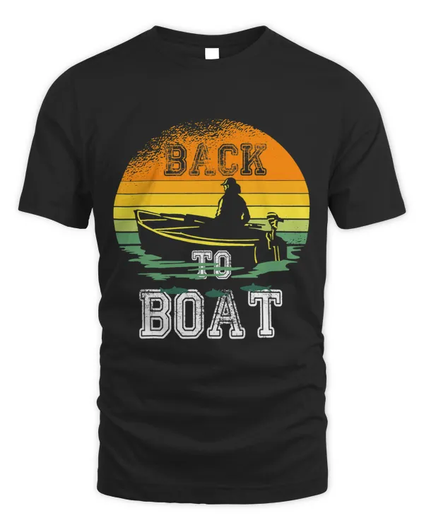 Back To Boat Fishing Retro Vintage Sun Boat Sunset
