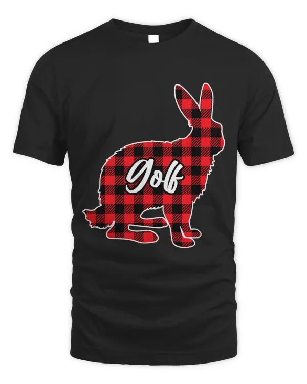 Golfer Easter Hare Rabbit Red Plaid Golf