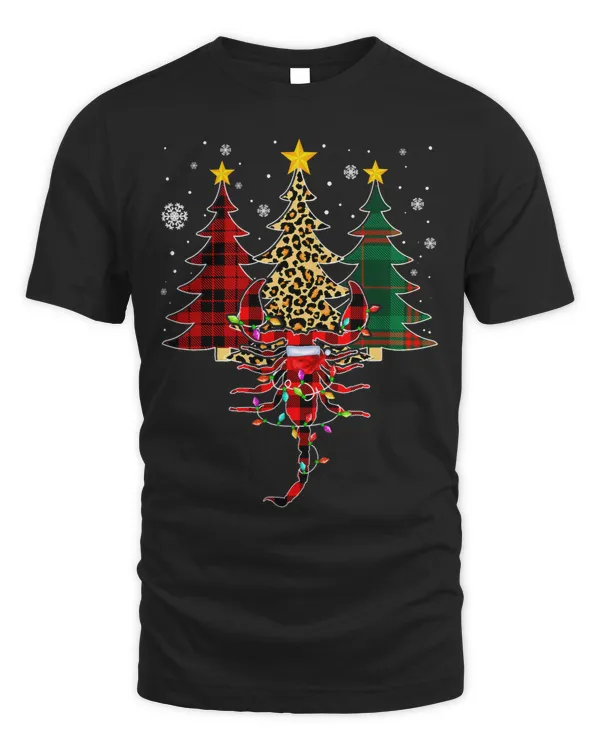Funny Scorpion Christmas Tree Lights Xmas Plaid Santa Hat