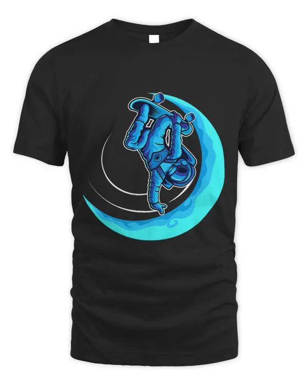 Funny Spaceman Skateboard On Moon Astronaut