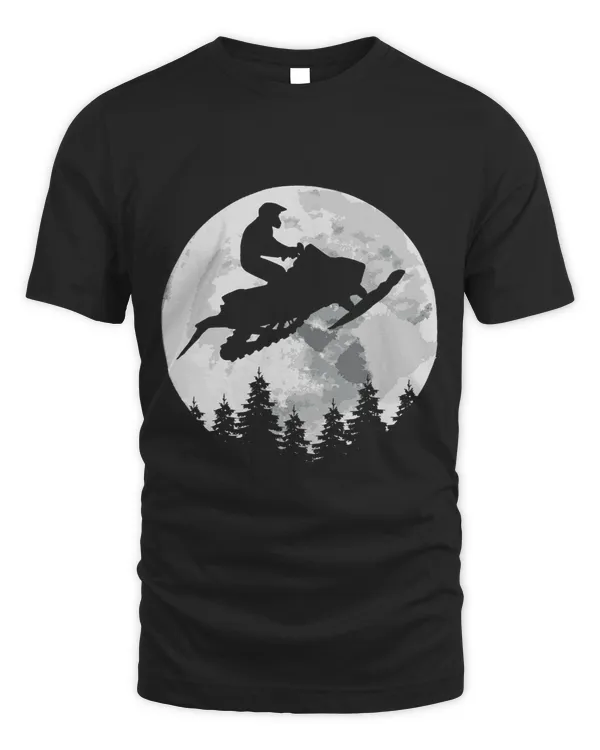 Great Snowmobile Rider Moon Silhouette Snowmobiling