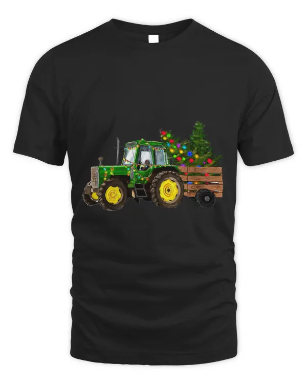 Green Christmas Farm Tractor Lover Funny Pine Tree Costume 1