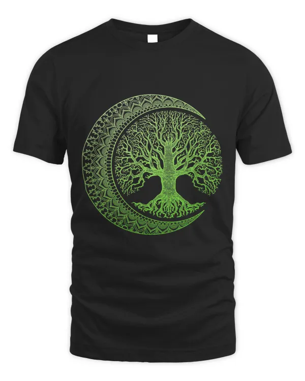 Green Tree of Life Cresent Moon Phases Mandala Yoga Gift