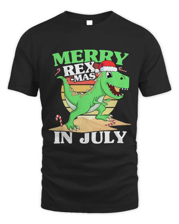 Dinosaur Dino Kids Merry Christmas In July Dinosaur Xmas Beach Toddler Boy