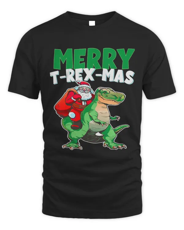 Dinosaur Dino Kids Merry rexmas santa trex dino toddler boys christmas pjs kids 1