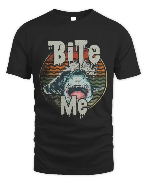 Ocean Shark Vintage Angry Shark Bites Me Marine Biologist Sunset