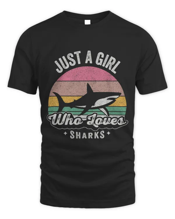 Ocean Shark Vintage Retro Just A Girl Who Loves Sharks Cute Shark Lover 1